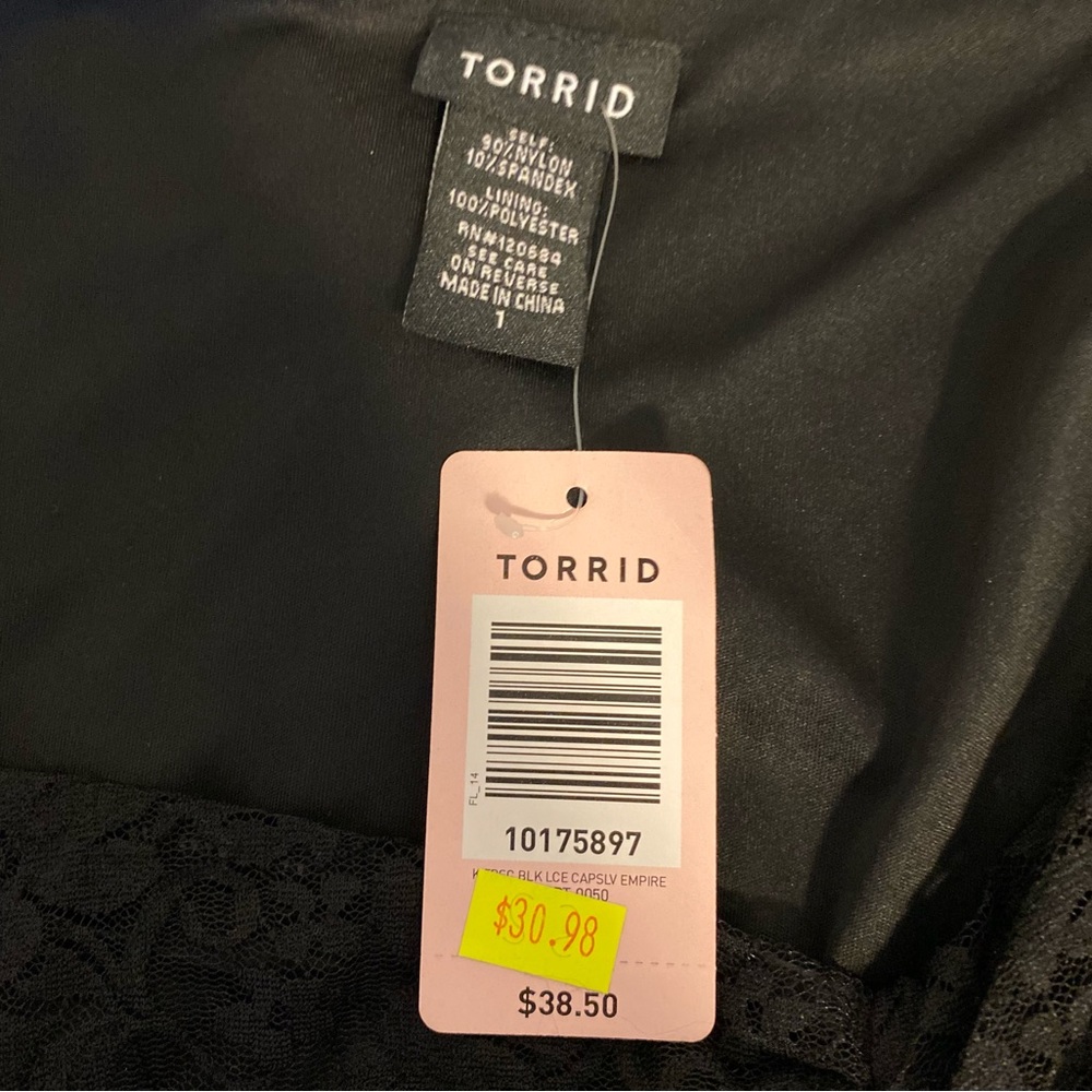 Torrid Black Lace Top Size 1